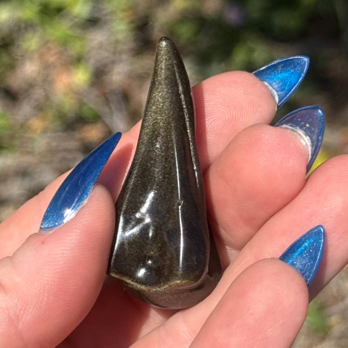 Gold Sheen Obsidian Raven Skull Carving - Small