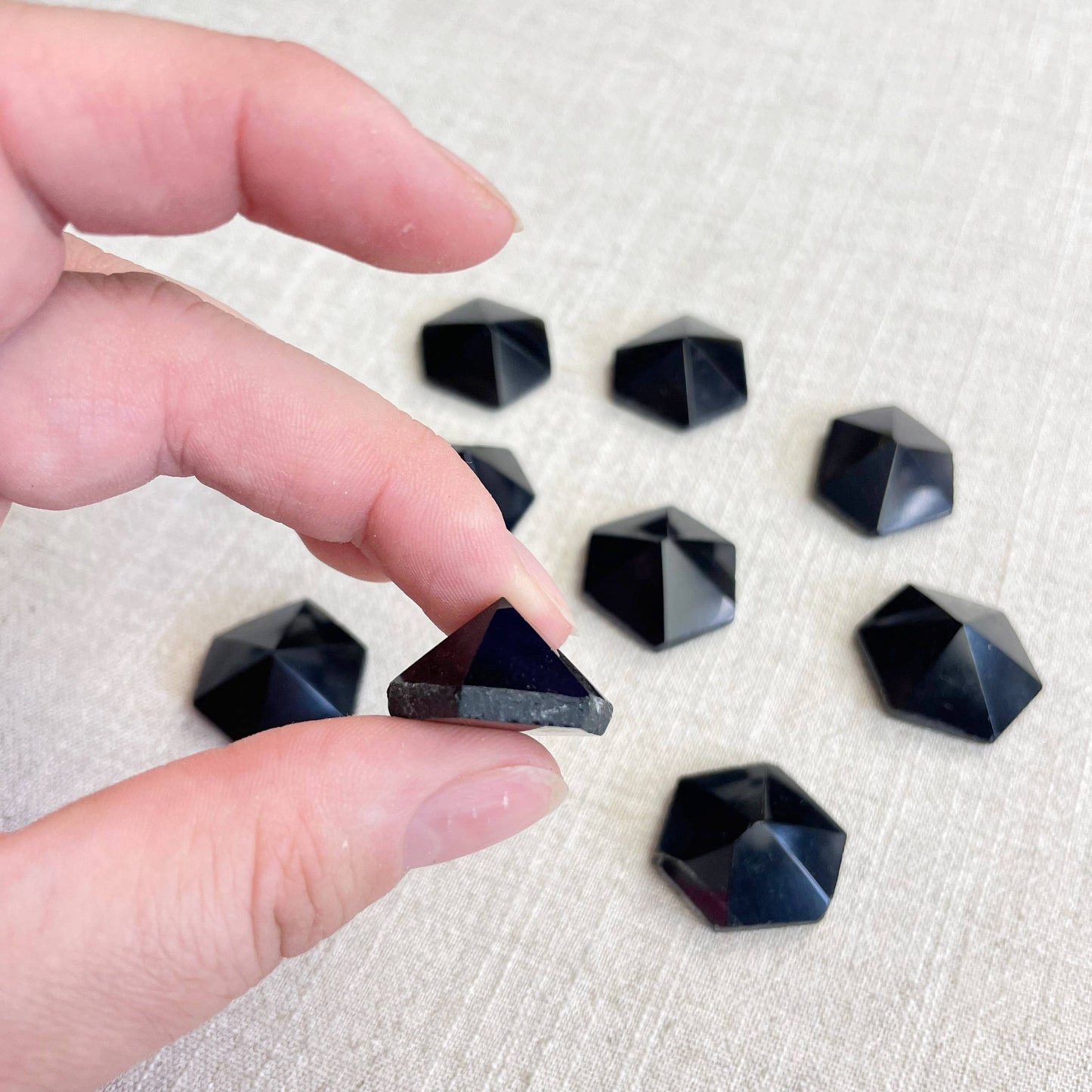Small Obsidian Hexagon Irregular Pyramid Carving