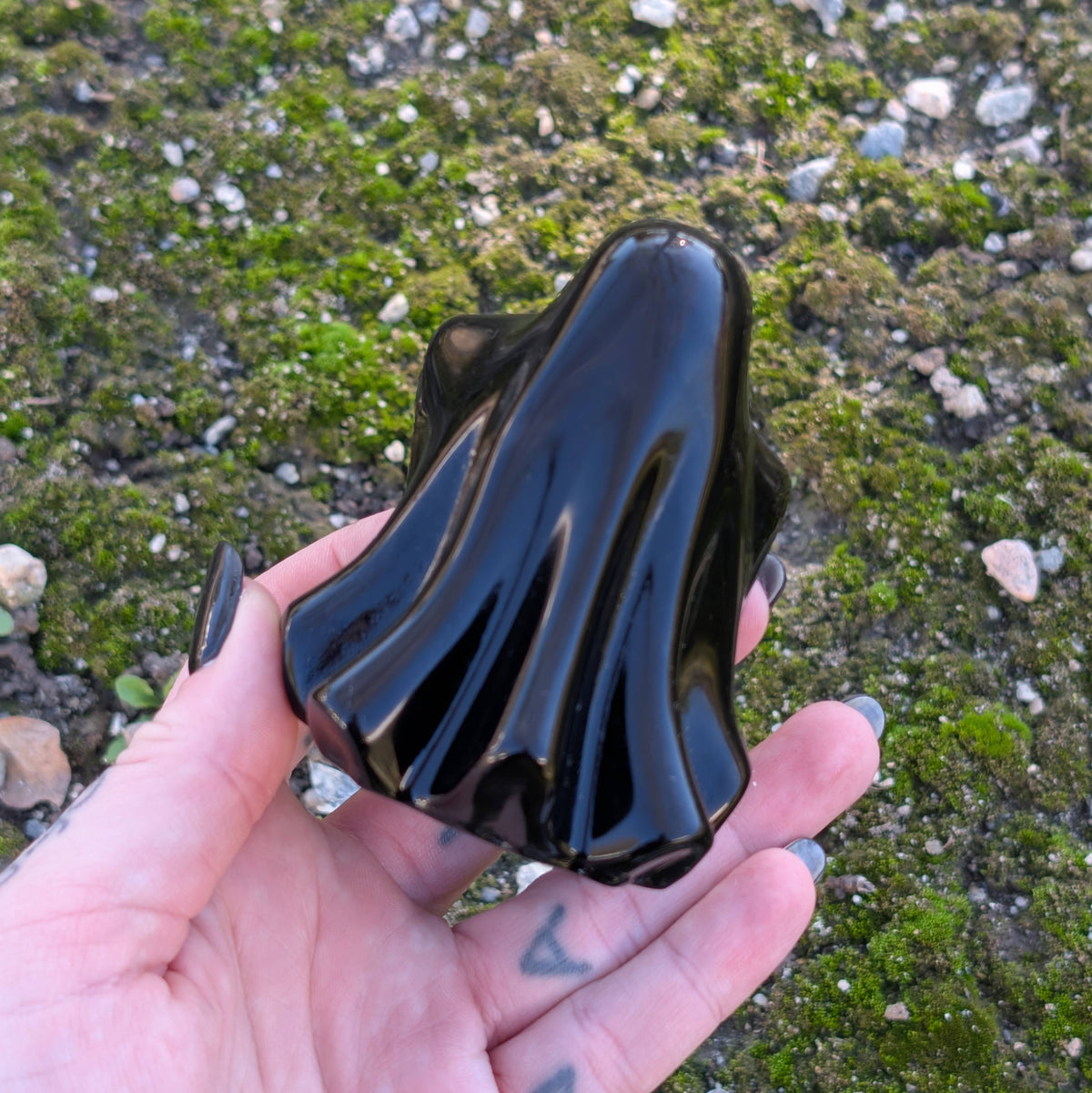 Black Obsidian Ghost Carving - Large