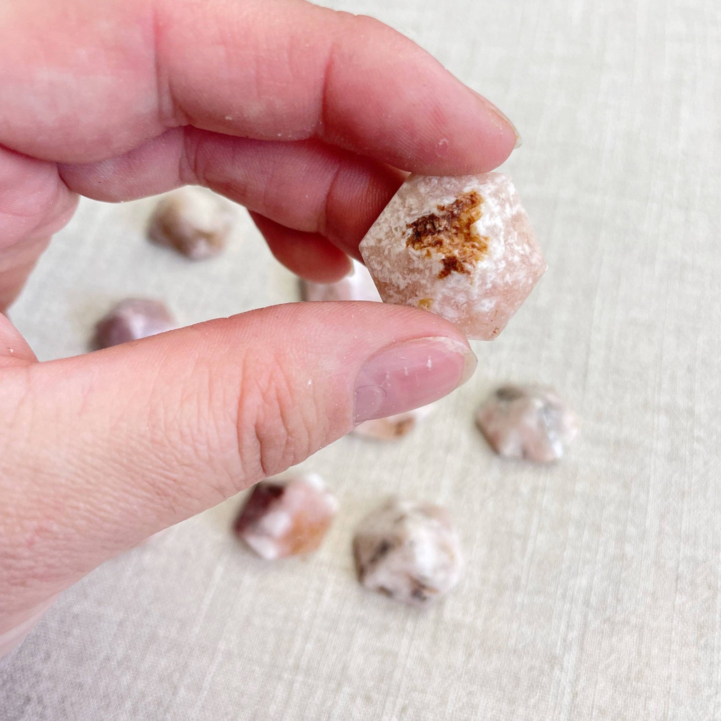 Small Pink Amethyst Hexagon Irregular Pyramid Carving