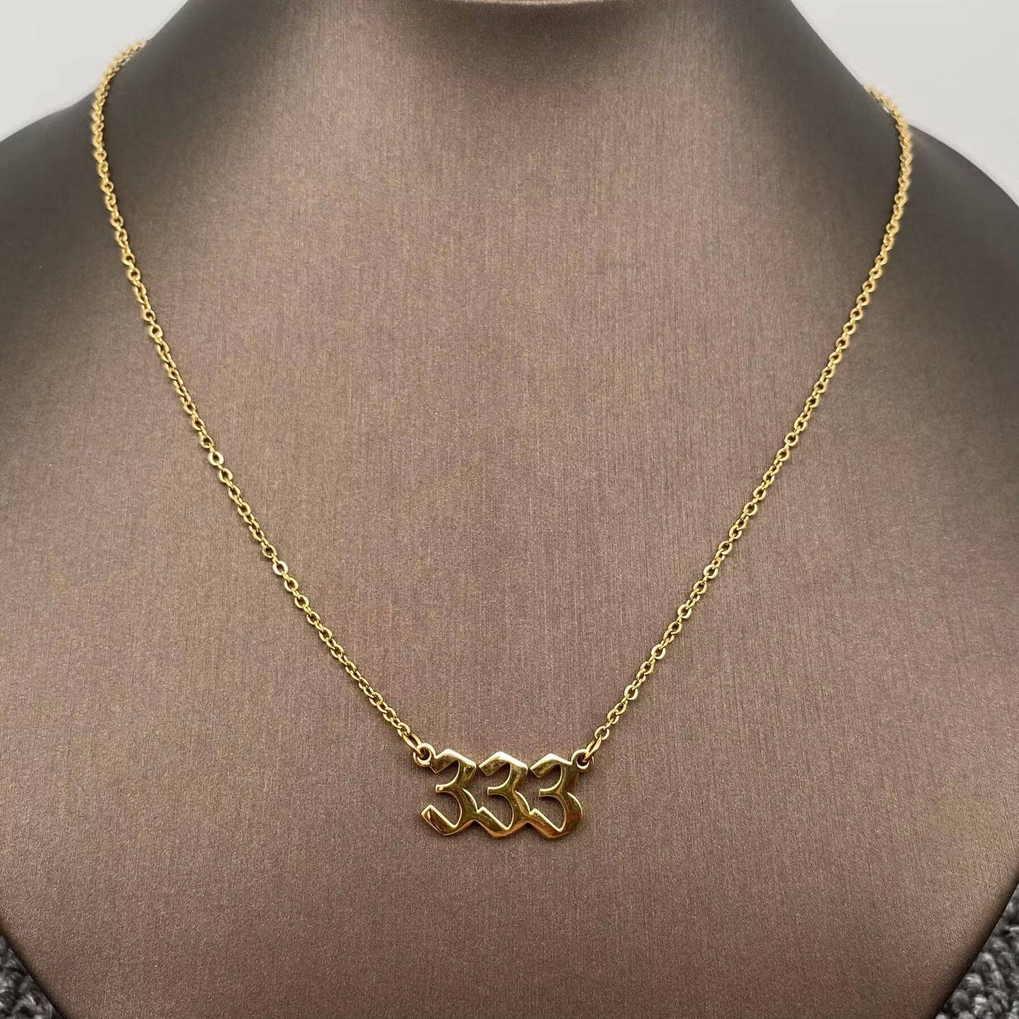 Mio Queena - Lucky Numbers 18K Gold Plated Stainless Steel Necklace - FGS: 111