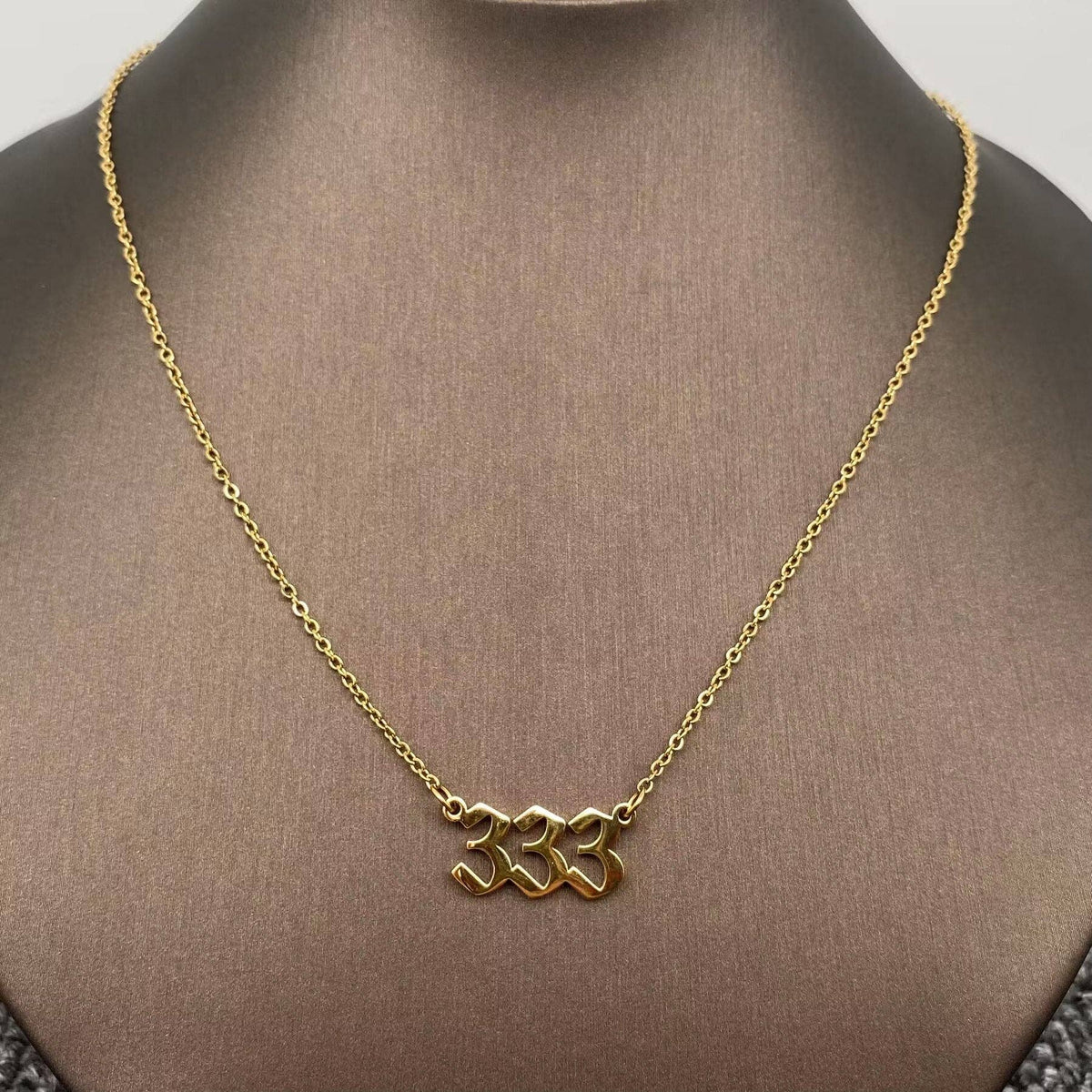 Mio Queena - Lucky Numbers 18K Gold Plated Stainless Steel Necklace - FGS: 444