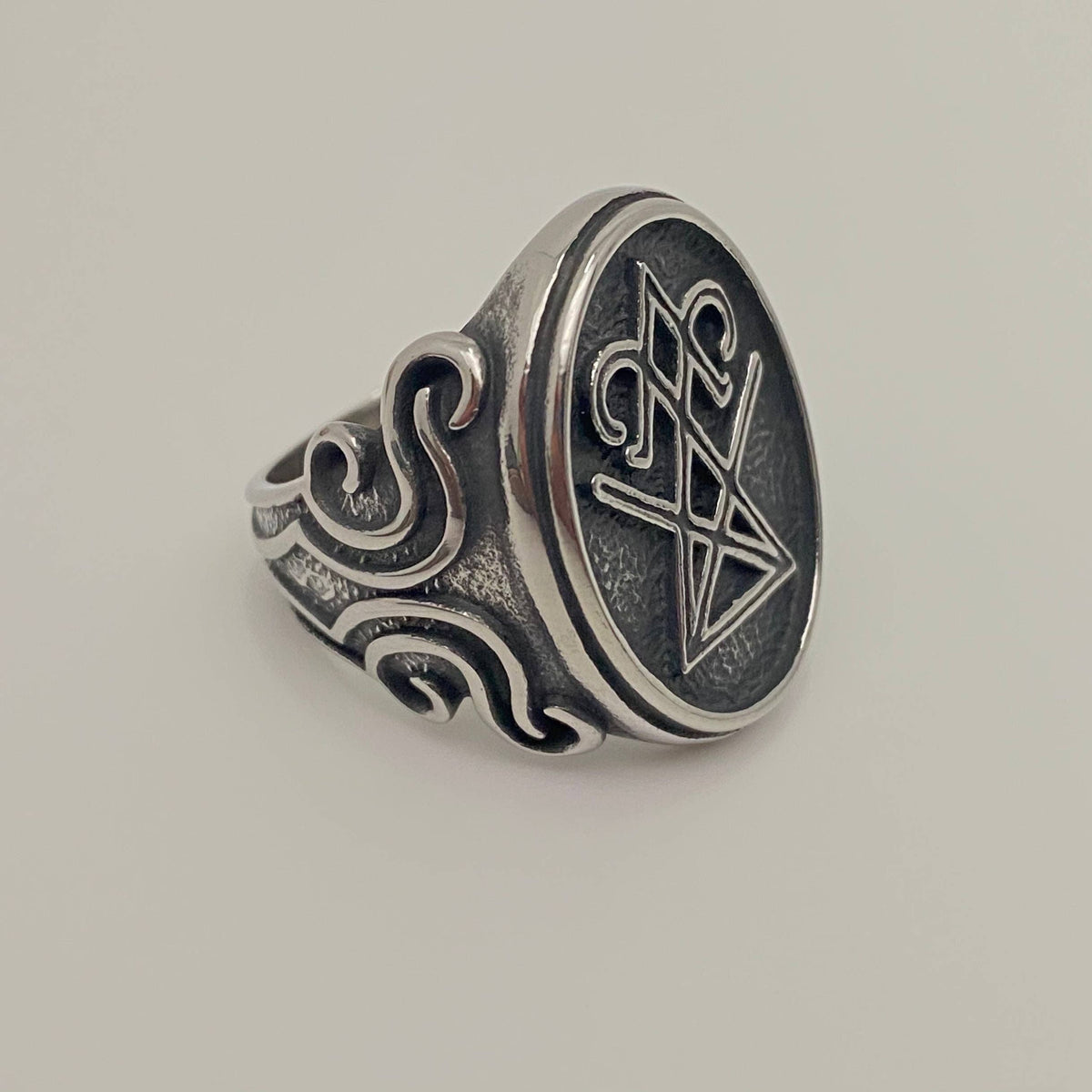Mio Queena - Stainless Steel Lucifer Satan Men's Ring - MJ/MR: Big / 10