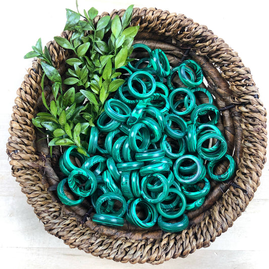 Synthetic Malachite 6mm Thin Band Ring: 8.5