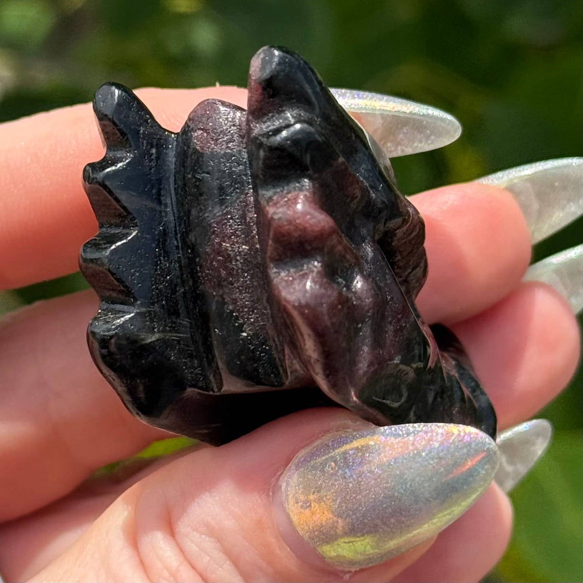 Garnet and Arfvedsonite Dragon Head 