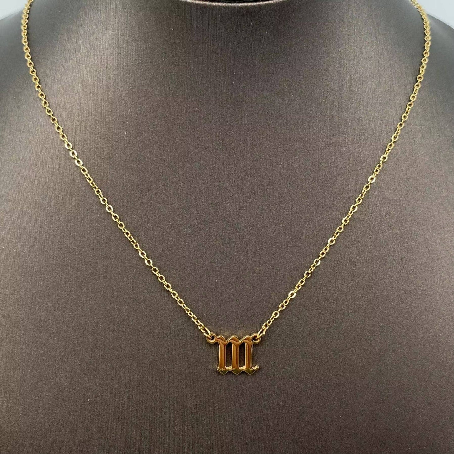 Mio Queena - Lucky Numbers 18K Gold Plated Stainless Steel Necklace - FGS: 222