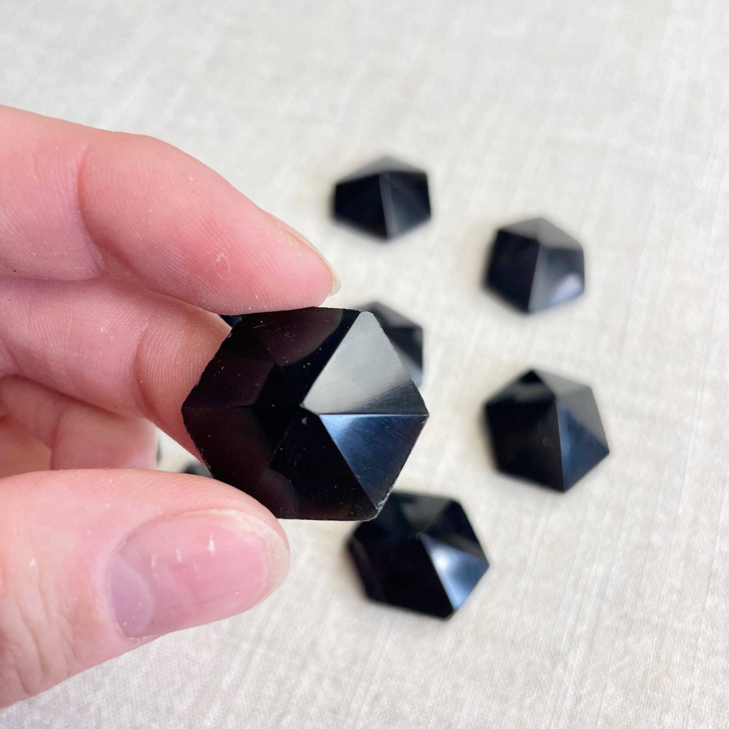 Small Obsidian Hexagon Irregular Pyramid Carving