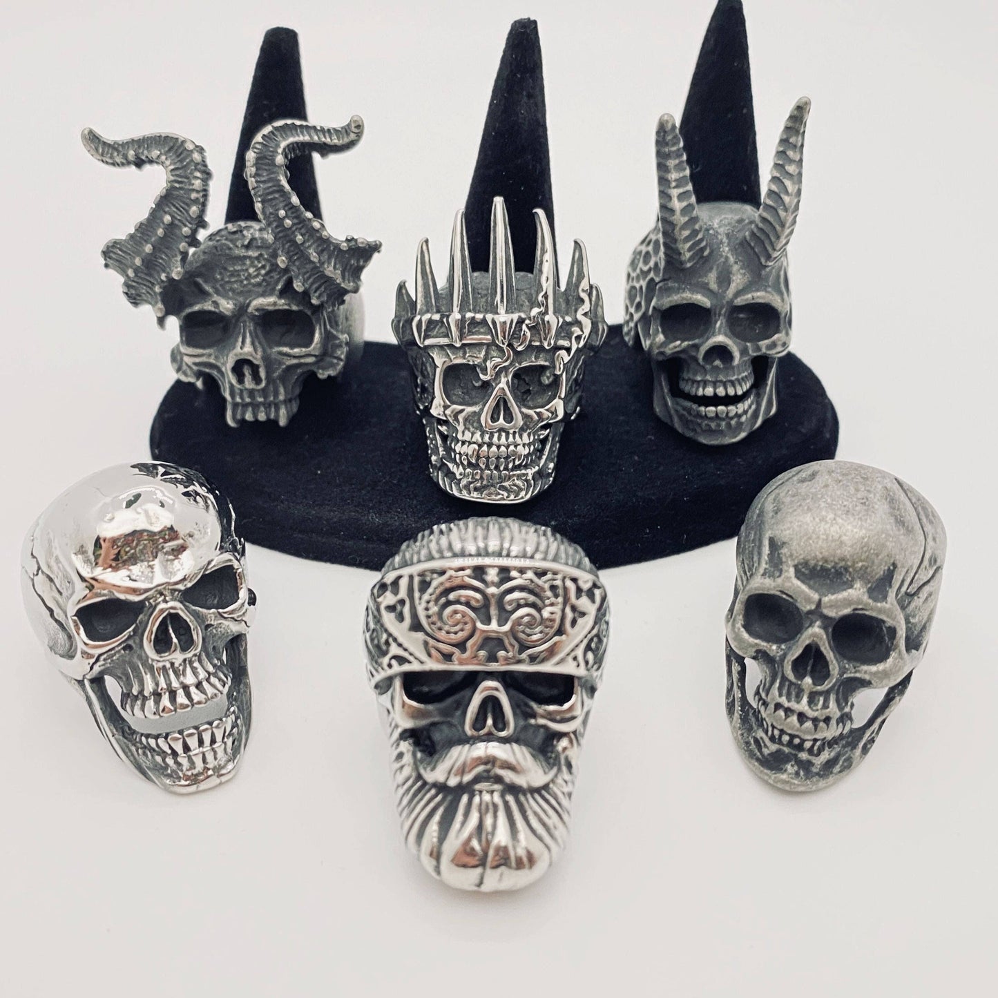 Mio Queena - MJ/MR/GT - High Quality Men's Stainless Steel Skull Rings: Style6 / 12#