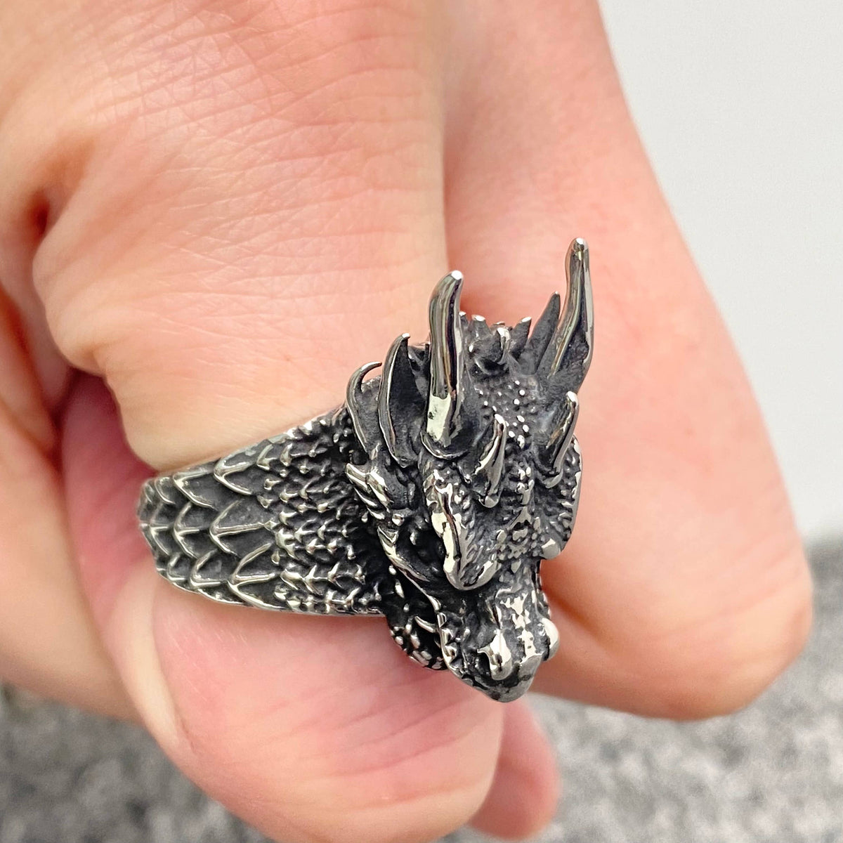 Mio Queena - MJ/MR - Stainless Steel Dragon Head Men's Ring: 11