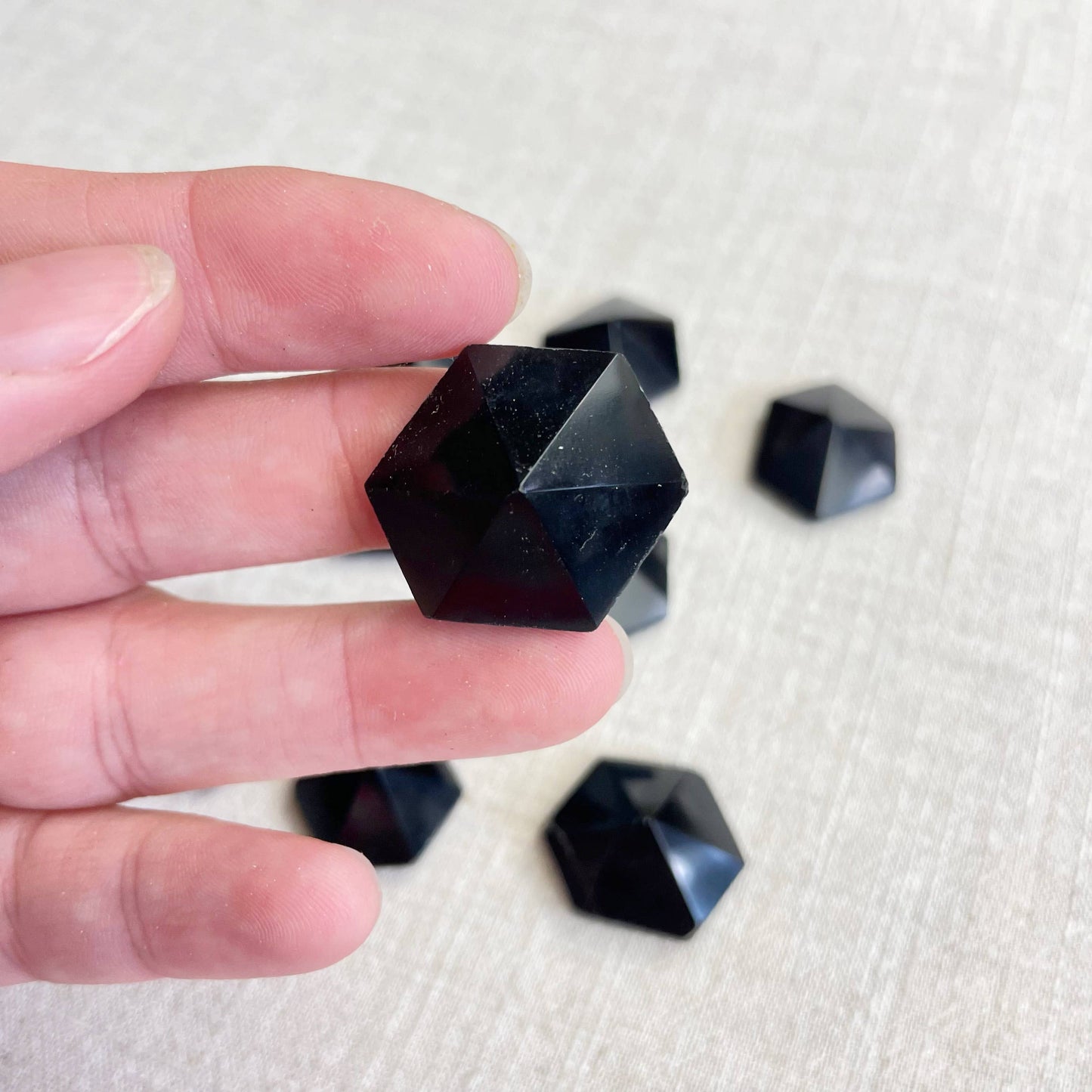 Small Obsidian Hexagon Irregular Pyramid Carving