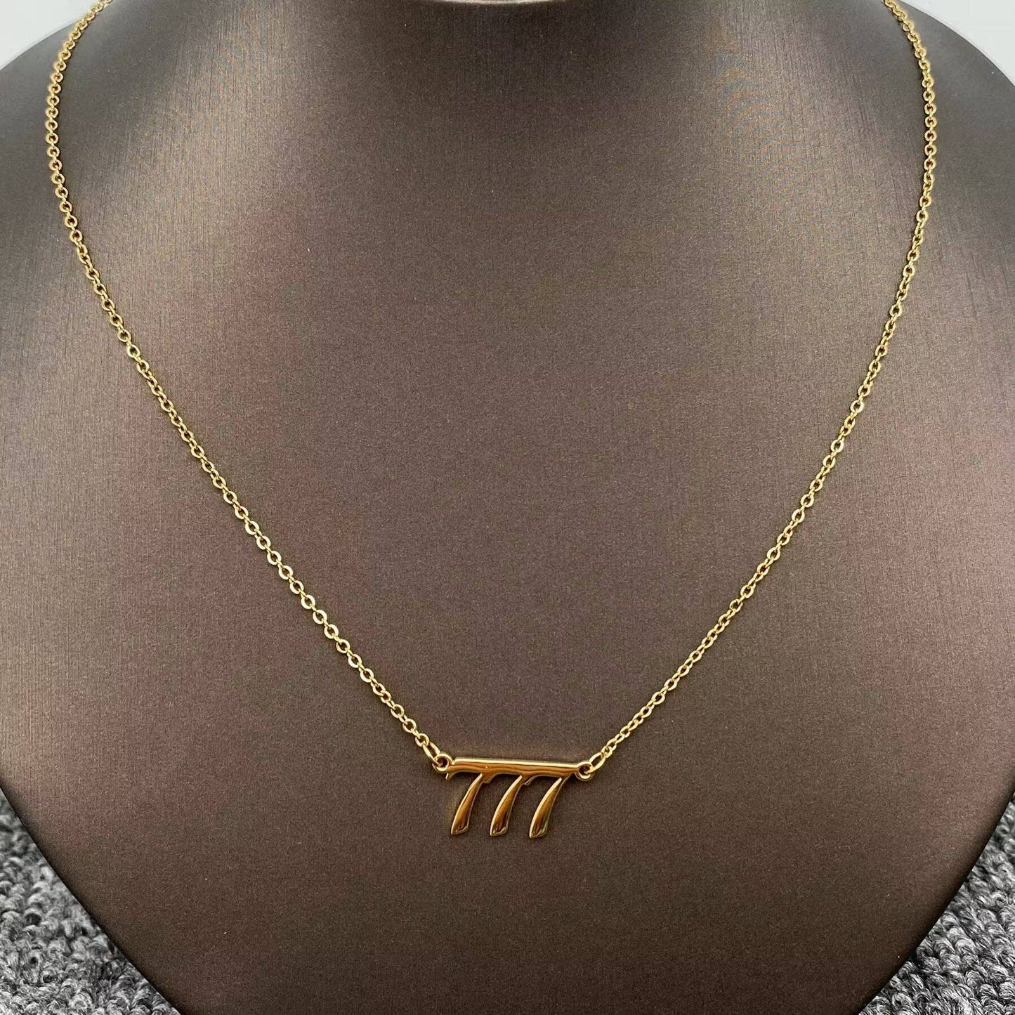 Mio Queena - Lucky Numbers 18K Gold Plated Stainless Steel Necklace - FGS: 444