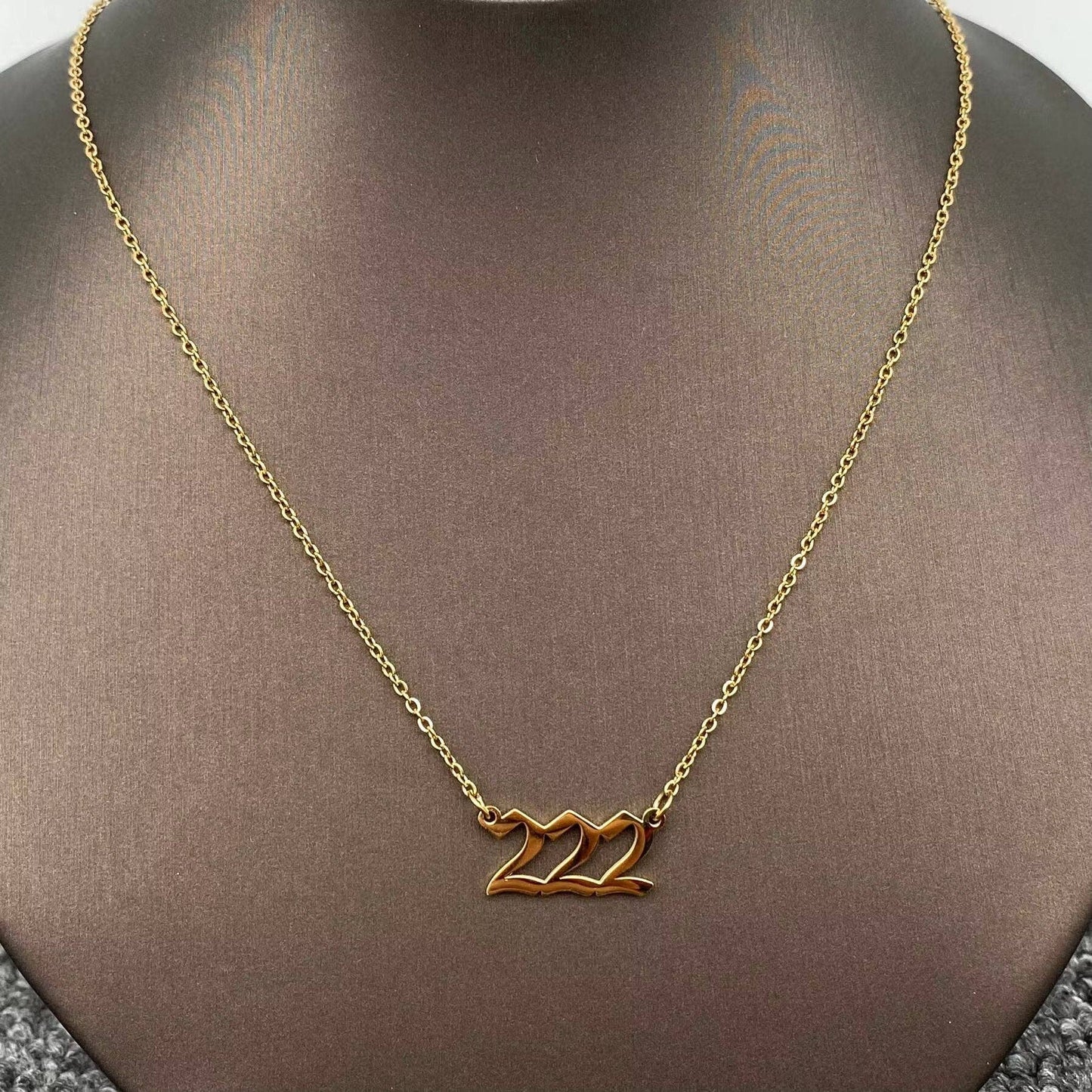 Mio Queena - Lucky Numbers 18K Gold Plated Stainless Steel Necklace - FGS: 888