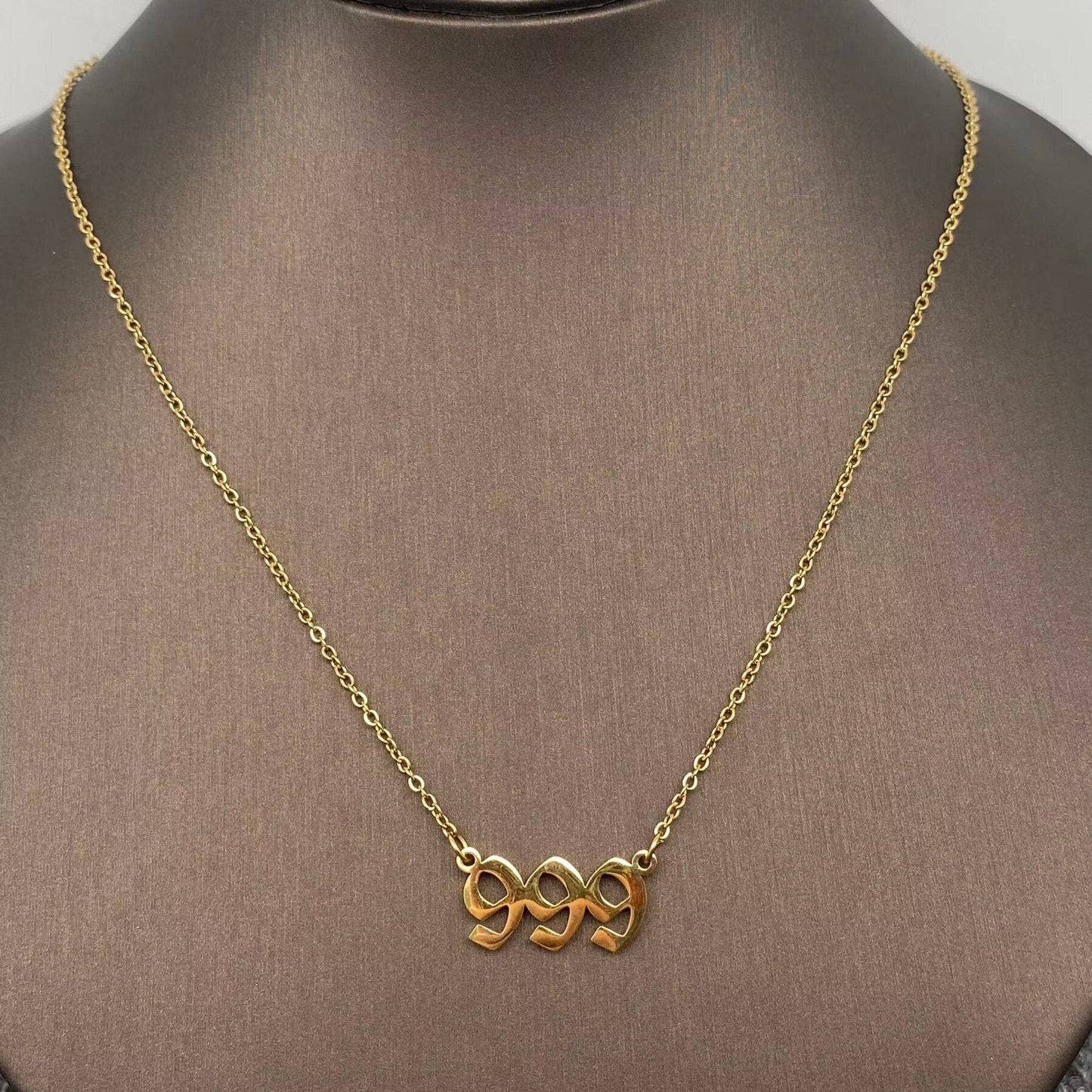 Mio Queena - Lucky Numbers 18K Gold Plated Stainless Steel Necklace - FGS: 111