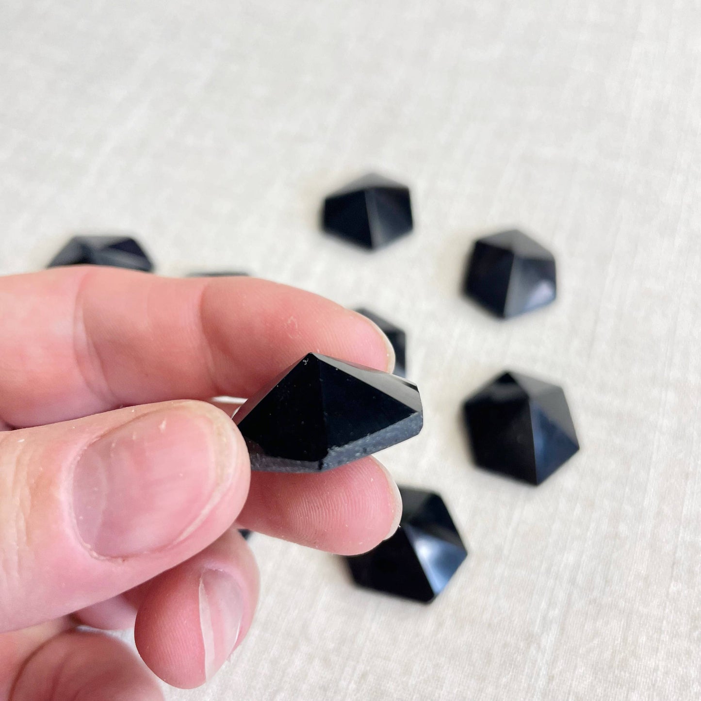 Small Obsidian Hexagon Irregular Pyramid Carving