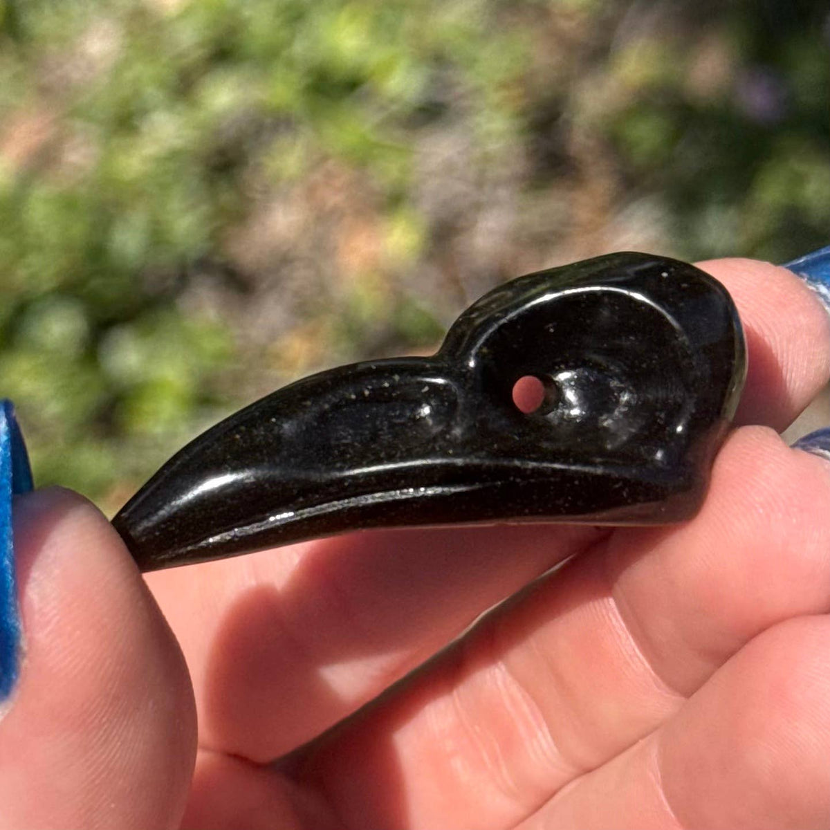 Gold Sheen Obsidian Raven Skull Carving - Small