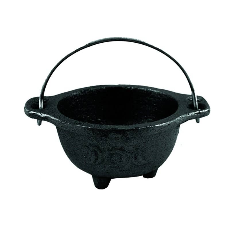 Cast Iron Cauldron Bowl w/ Hanger - Triple Moon (4 in.)