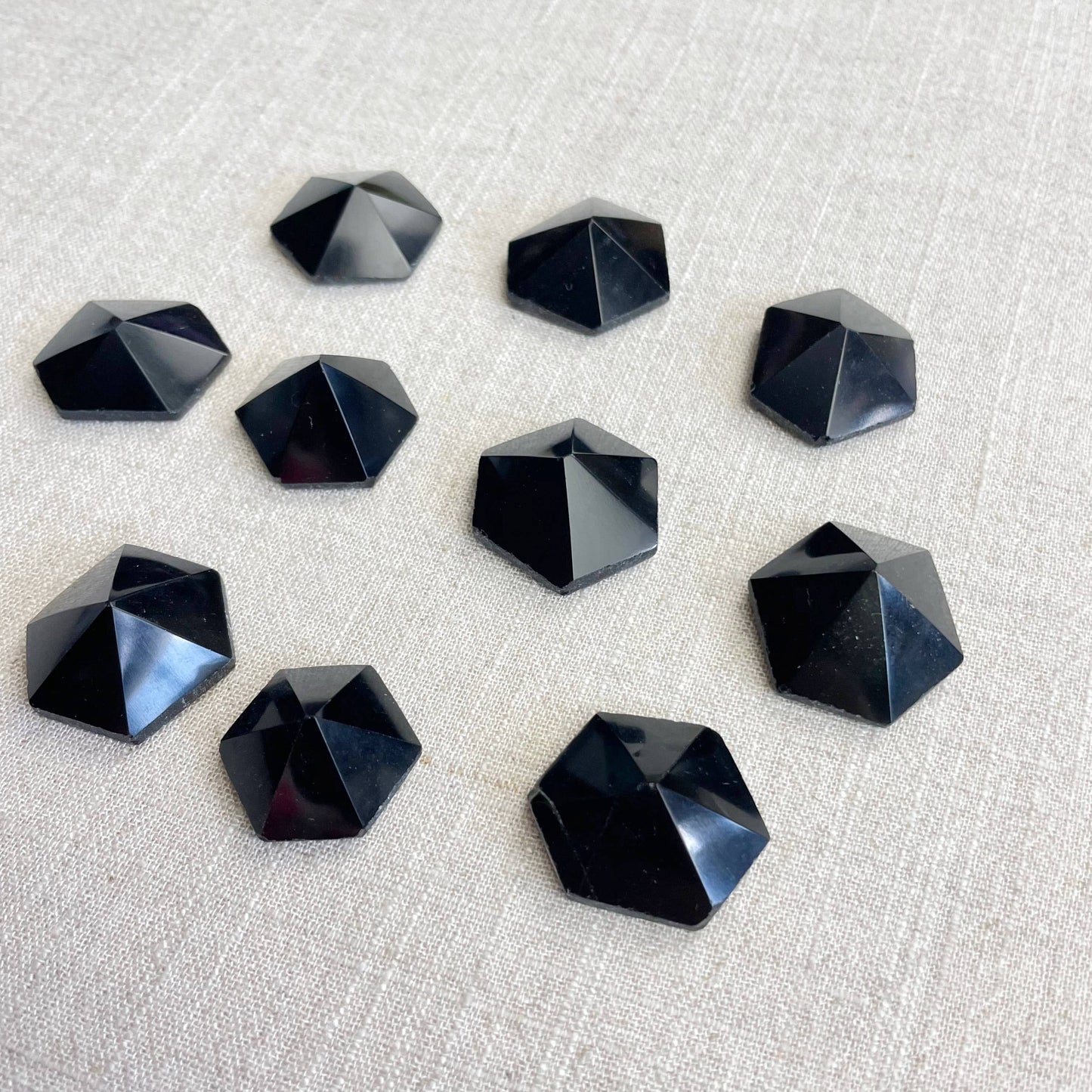 Small Obsidian Hexagon Irregular Pyramid Carving
