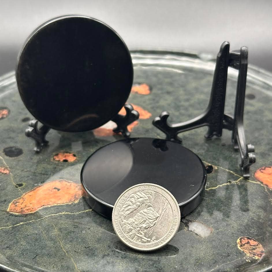Obsidian Scrying Mirror with Stand - 1 set