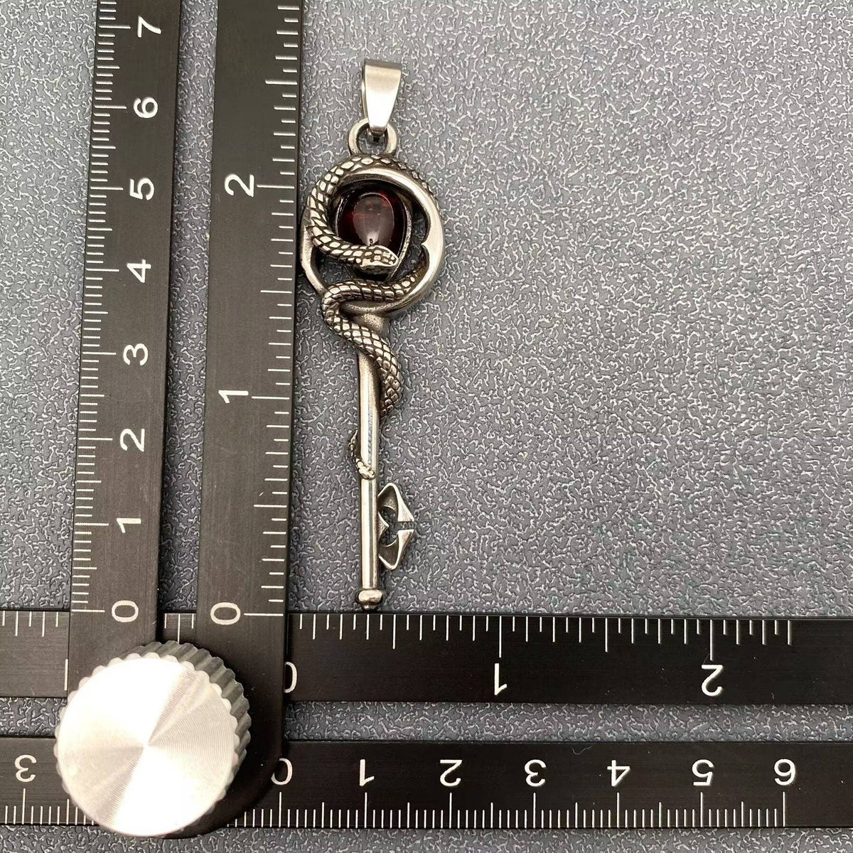 Mio Queena - Inlaid Glass Snake Coil The Key S.Steel Pendant - MJ/MNP
