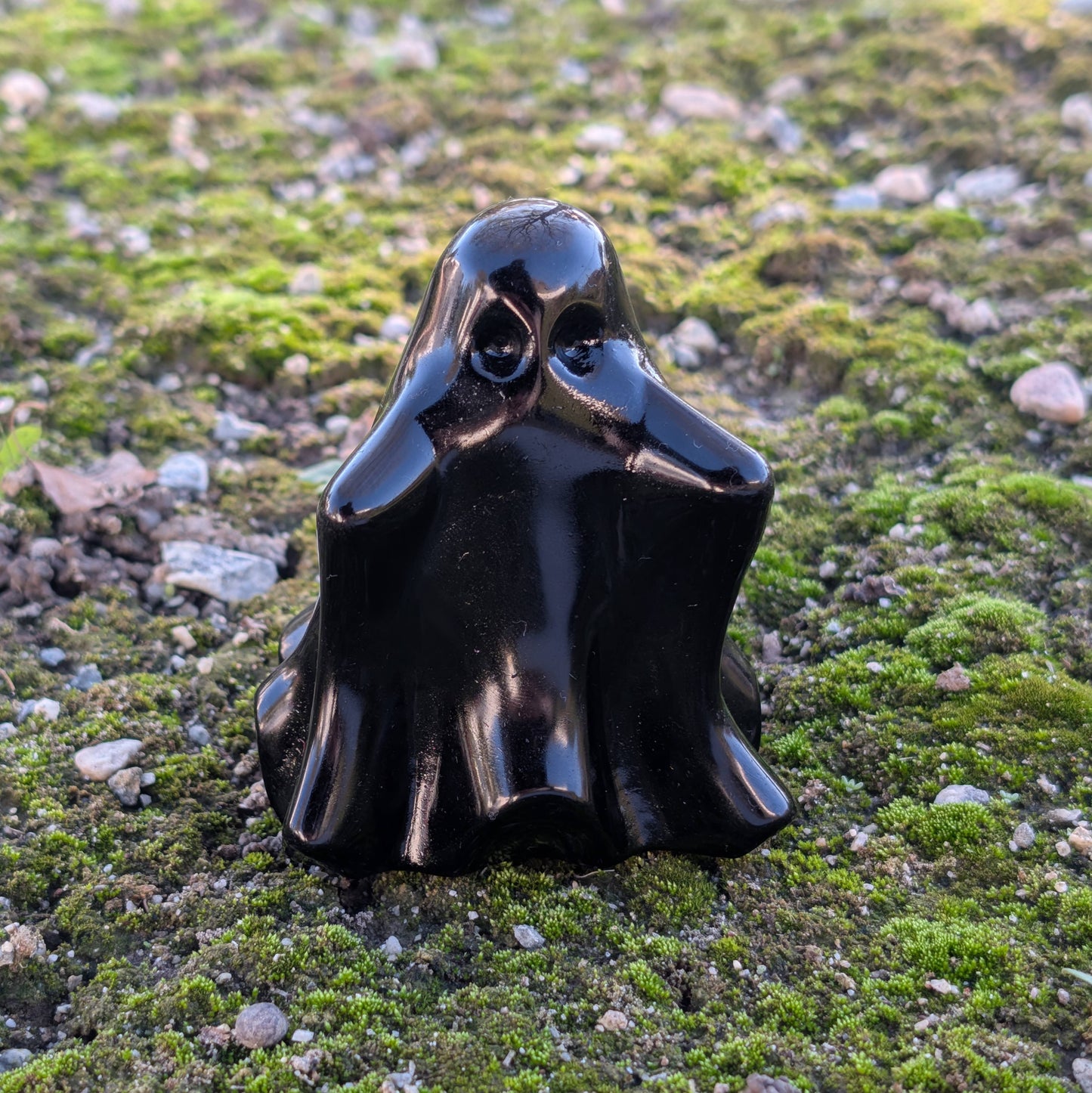Black Obsidian Ghost Carving - Large