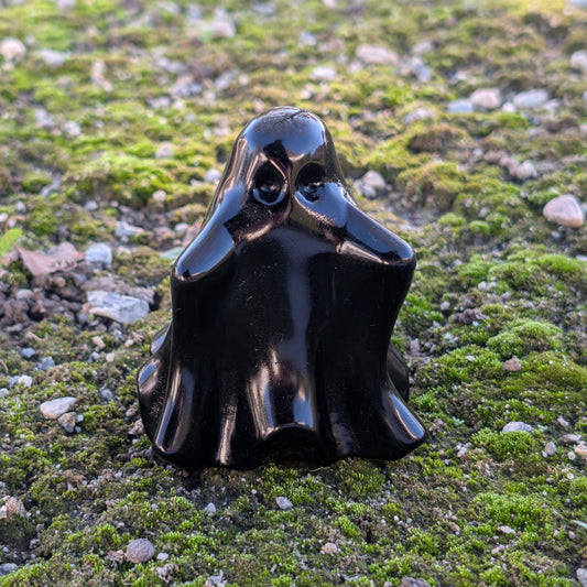 Black Obsidian Ghost Carving - Large