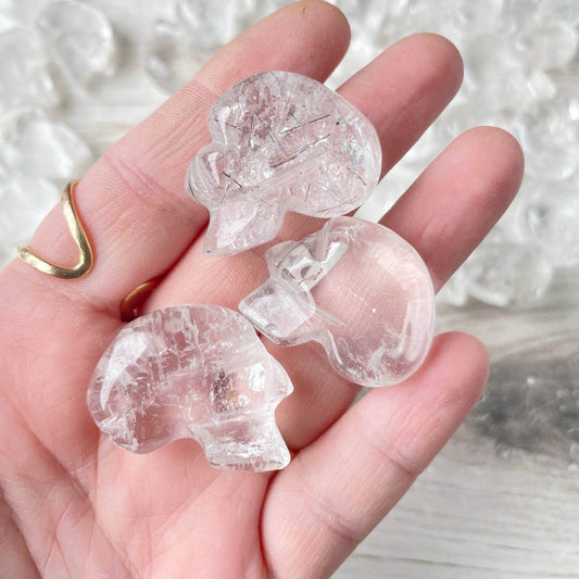 Mini Clear Quartz Skull Tumble