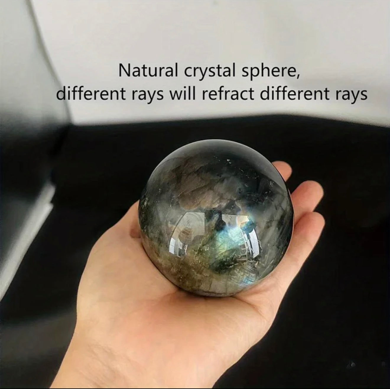 Natural Quartz Labradorite Ball Energy Stone Rainbow and Blue Labradorite Sphere w/ stand