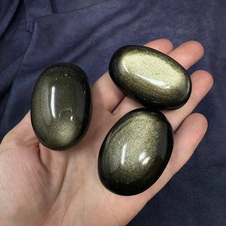 Gold Sheen Obsidian Palm Stone