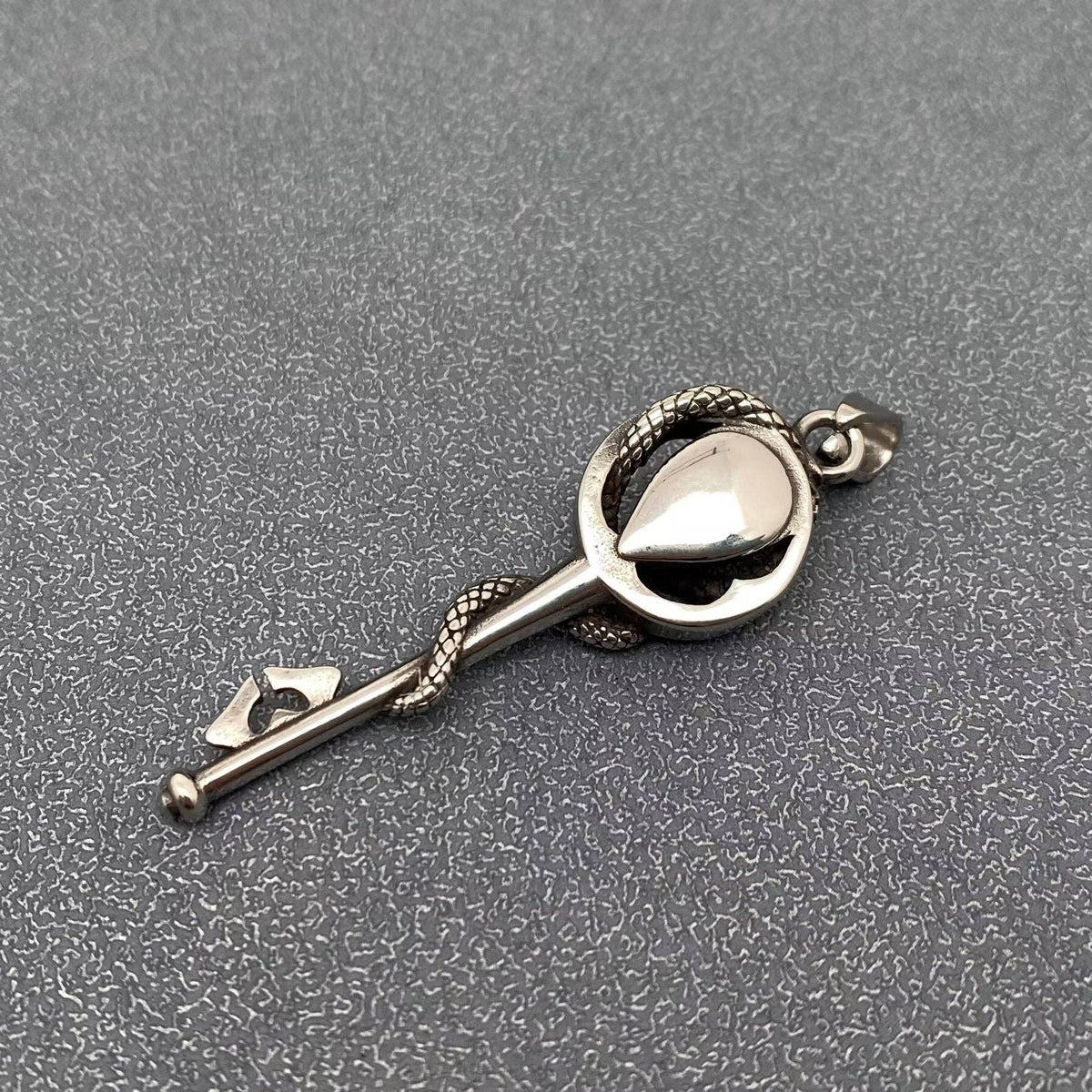 Mio Queena - Inlaid Glass Snake Coil The Key S.Steel Pendant - MJ/MNP