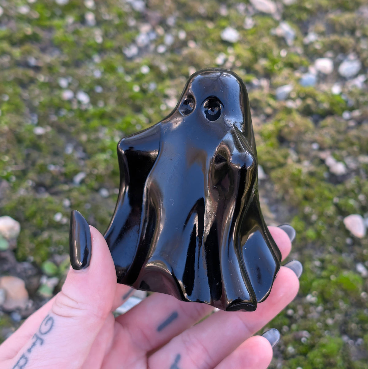 Black Obsidian Ghost Carving - Large