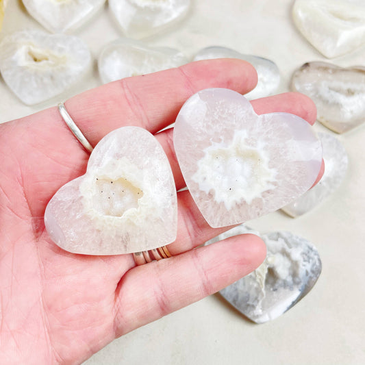 Agate Geode Heart Carving