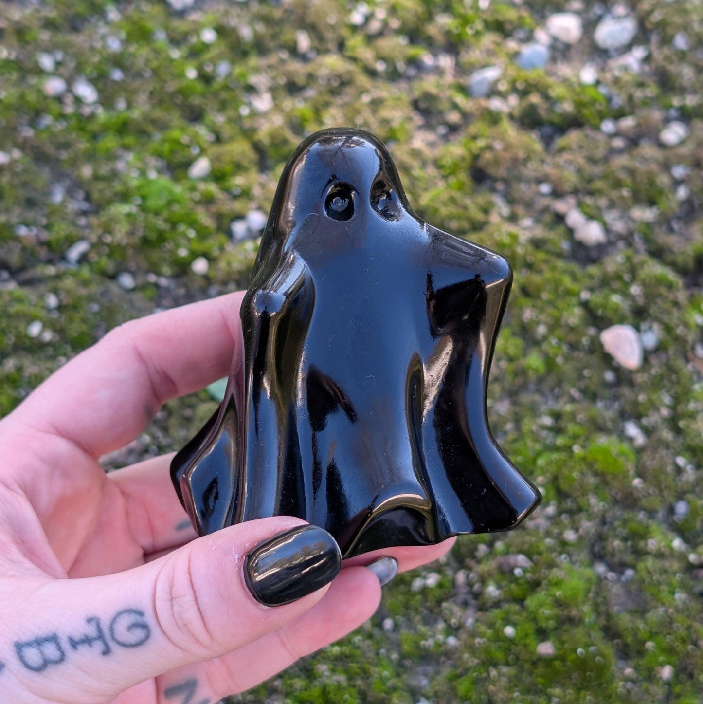 Black Obsidian Ghost Carving - Large