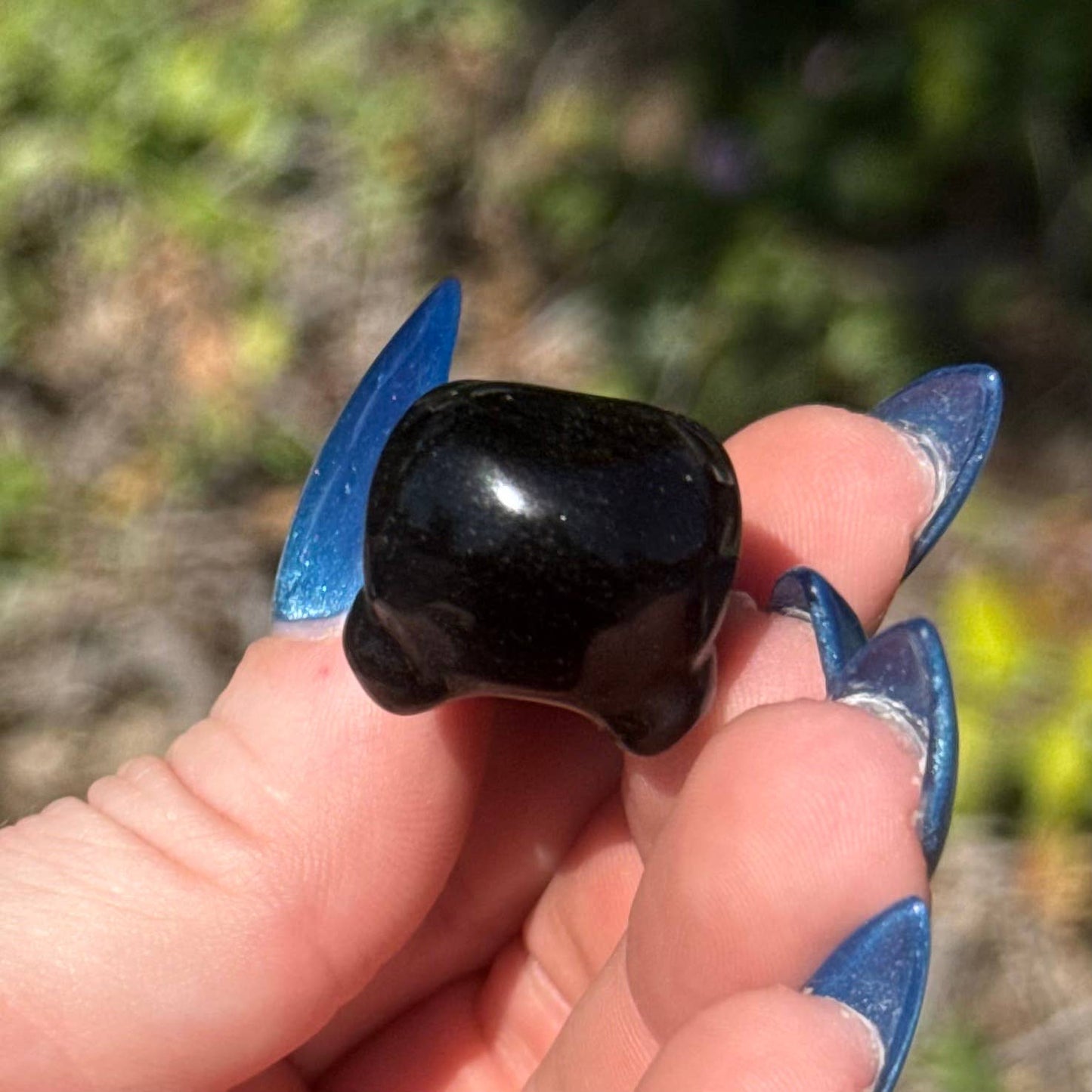 Gold Sheen Obsidian Raven Skull Carving - Small