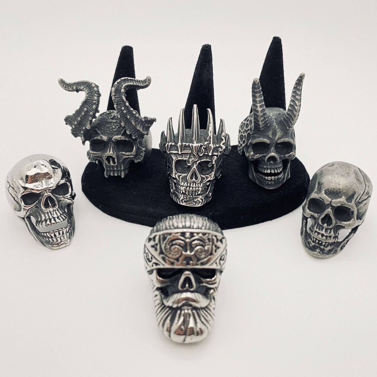 Mio Queena - MJ/MR/GT - High Quality Men's Stainless Steel Skull Rings: Style6 / 12#