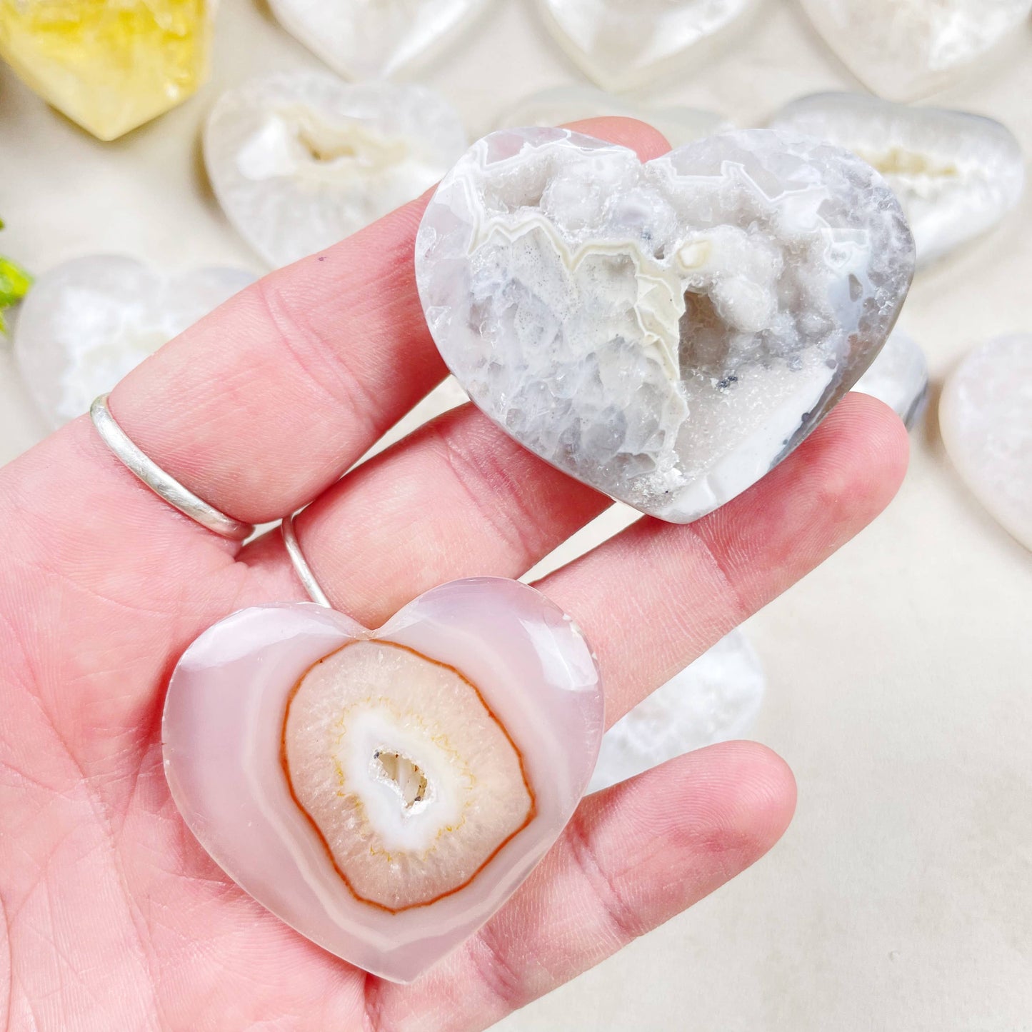 Agate Geode Heart Carving
