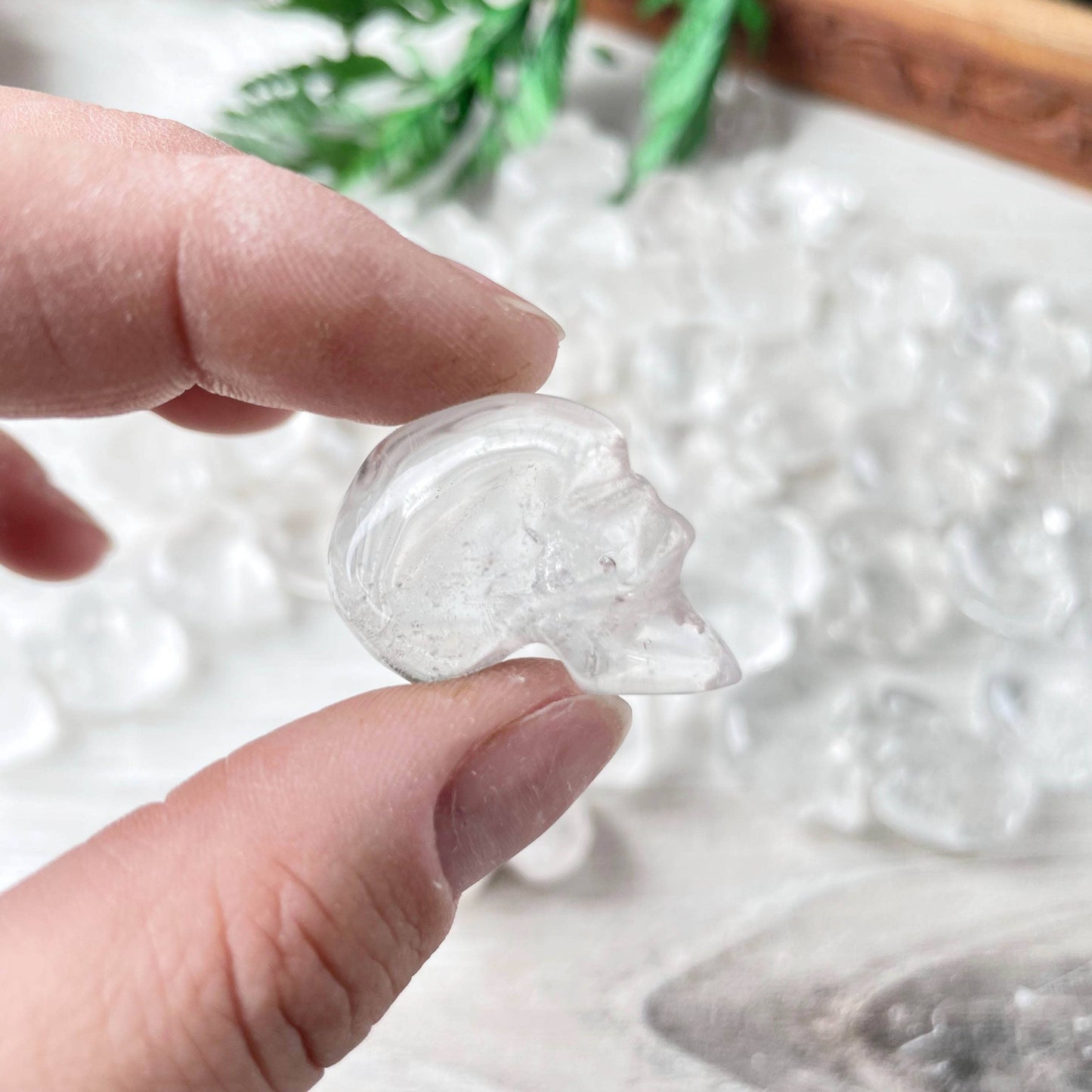 Mini Clear Quartz Skull Tumble