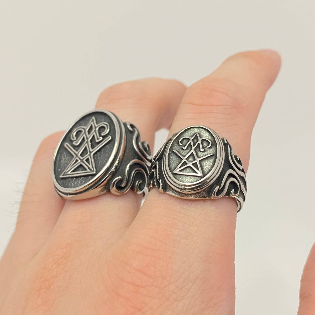 Mio Queena - Stainless Steel Lucifer Satan Men's Ring - MJ/MR: Big / 10