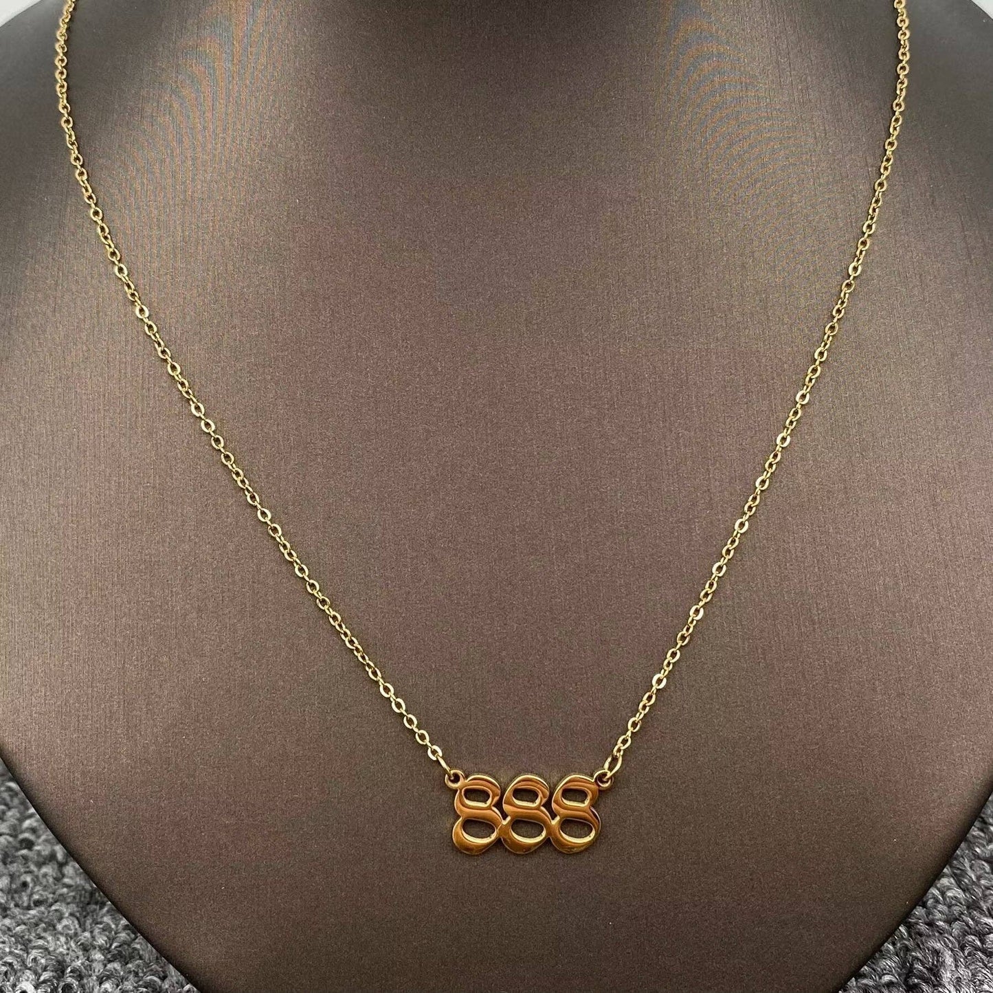 Mio Queena - Lucky Numbers 18K Gold Plated Stainless Steel Necklace - FGS: 444