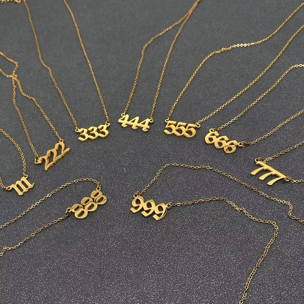 Mio Queena - Lucky Numbers 18K Gold Plated Stainless Steel Necklace - FGS: 888