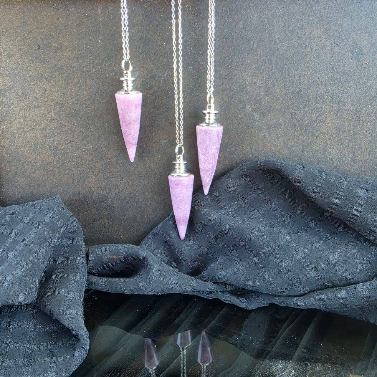Lepidolite Pendulum Necklace - 1 pc