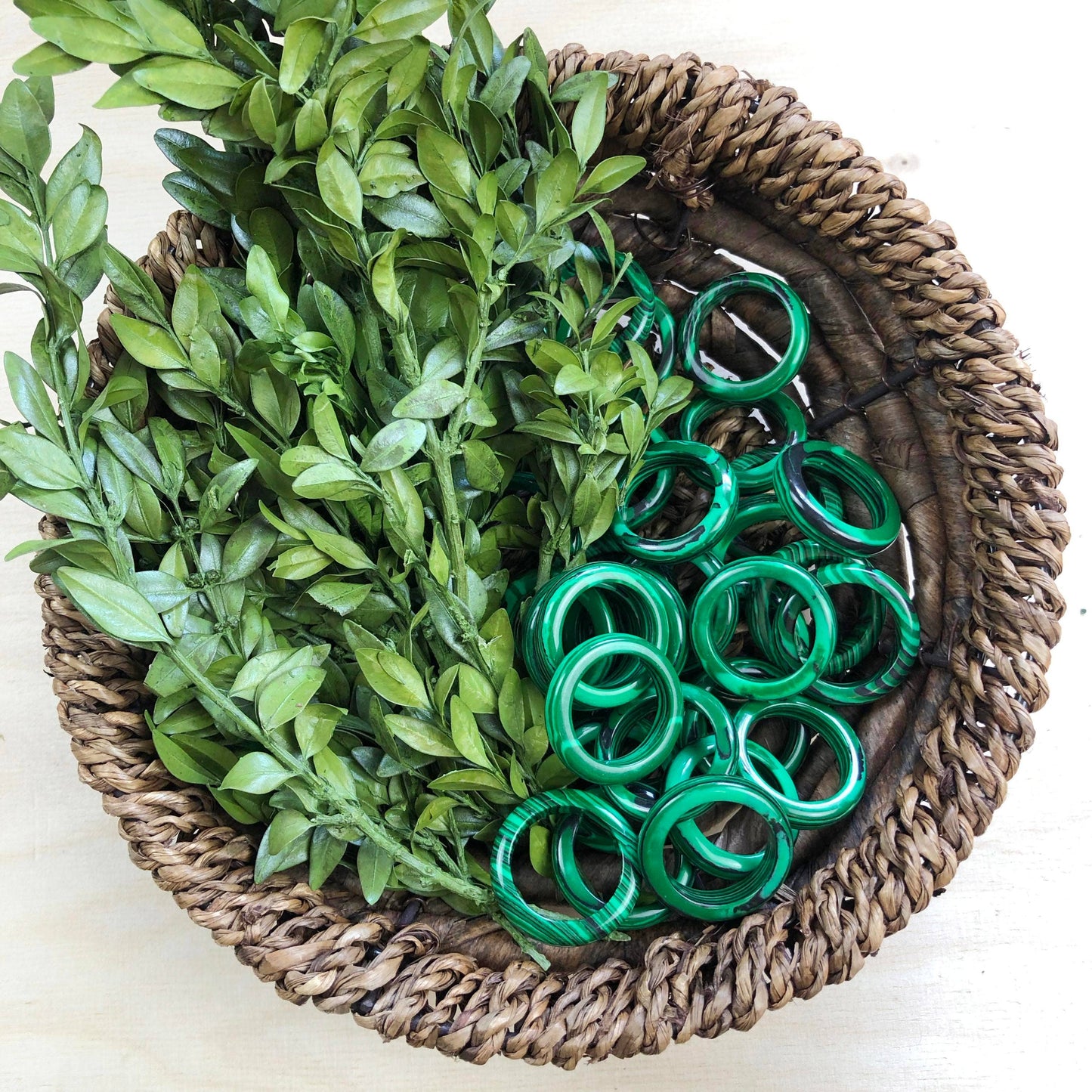Synthetic Malachite 6mm Thin Band Ring: 8.5