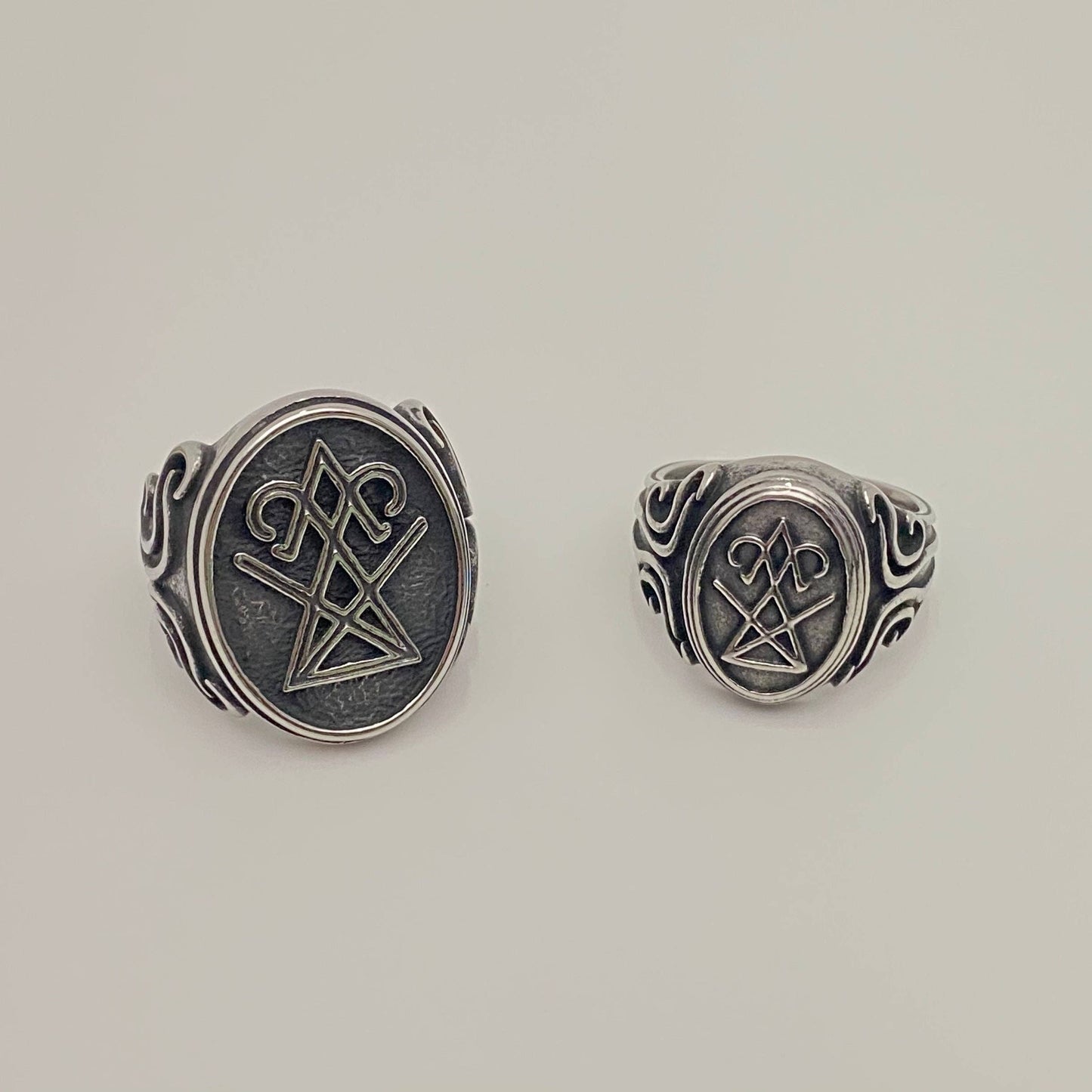 Mio Queena - Stainless Steel Lucifer Satan Men's Ring - MJ/MR: Small / 12