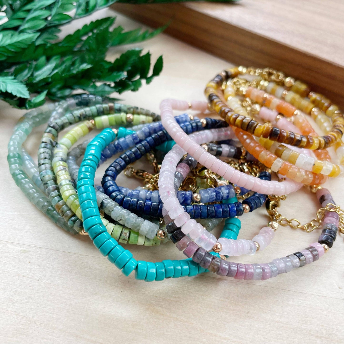 Litae Bracelet/// Delicate Gemstone Beaded Bracelet: African Turquoise