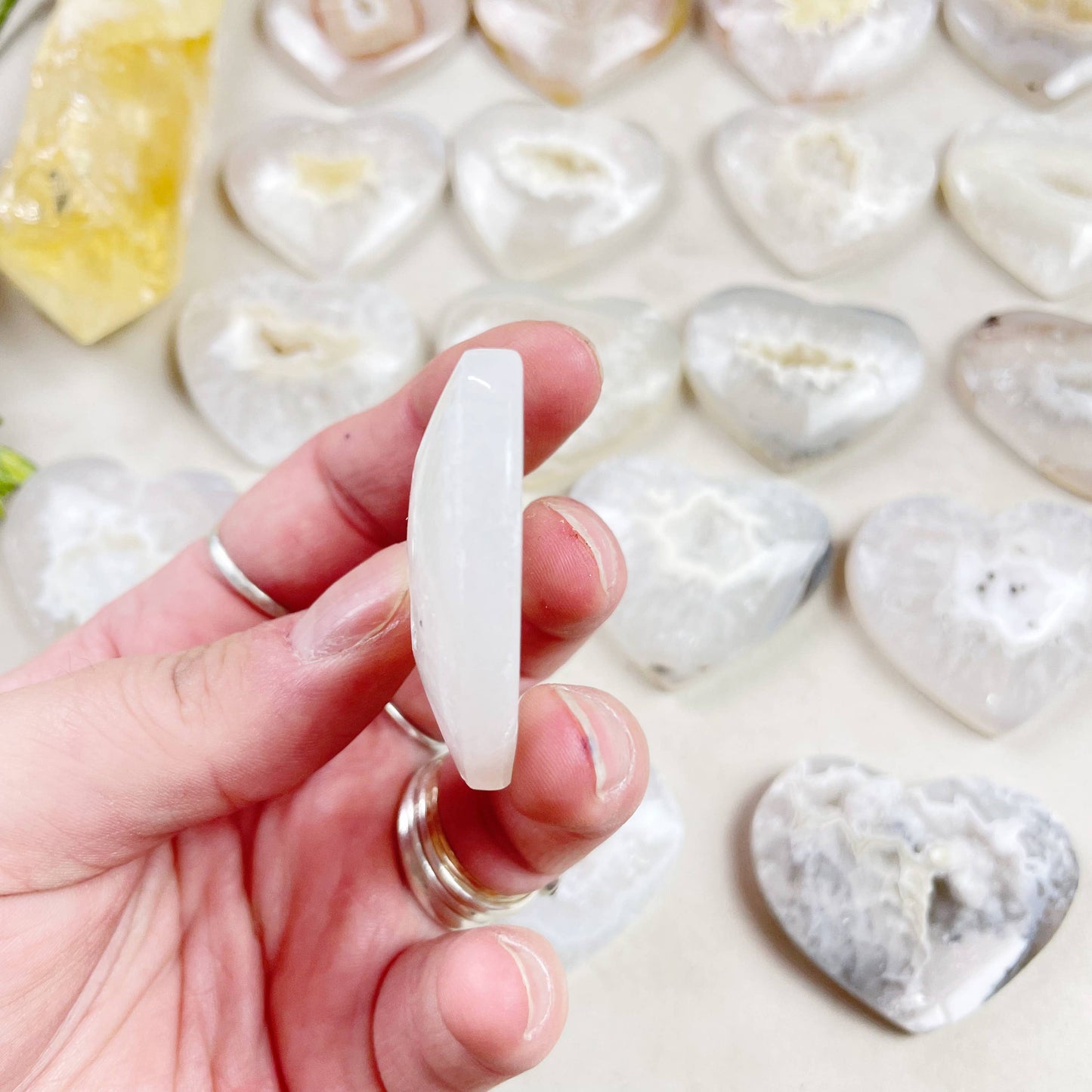 Agate Geode Heart Carving