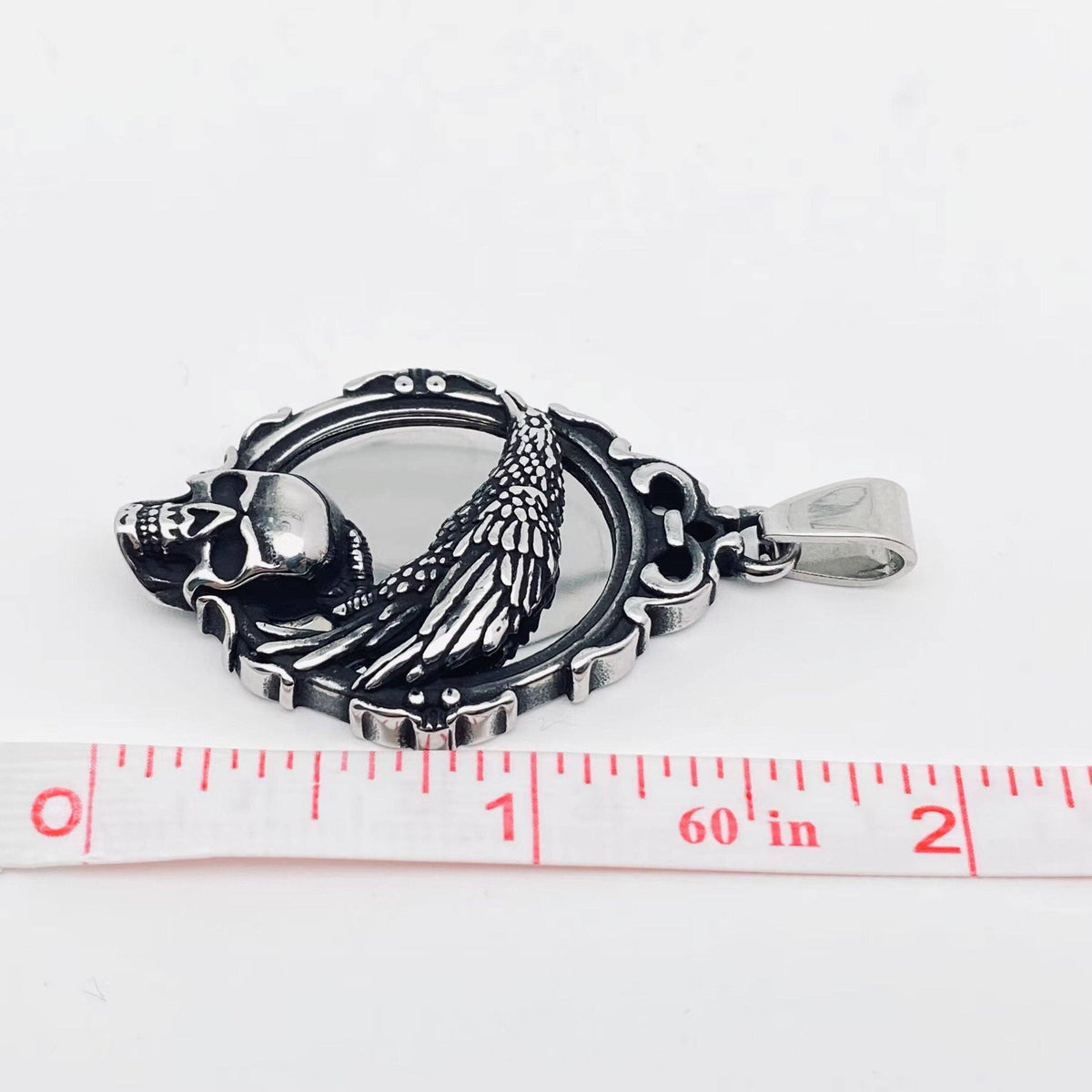 Mio Queena - Magic Mirror Crow Standing on Skull Steel Charm - MJ/MNP: Single Pendant
